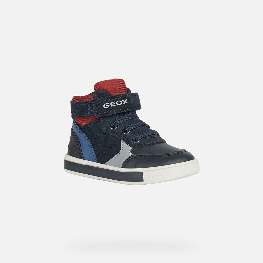 Basket Geox Trottola Boy - Bleu Marine/Rouge - Bebe 501692-CLO